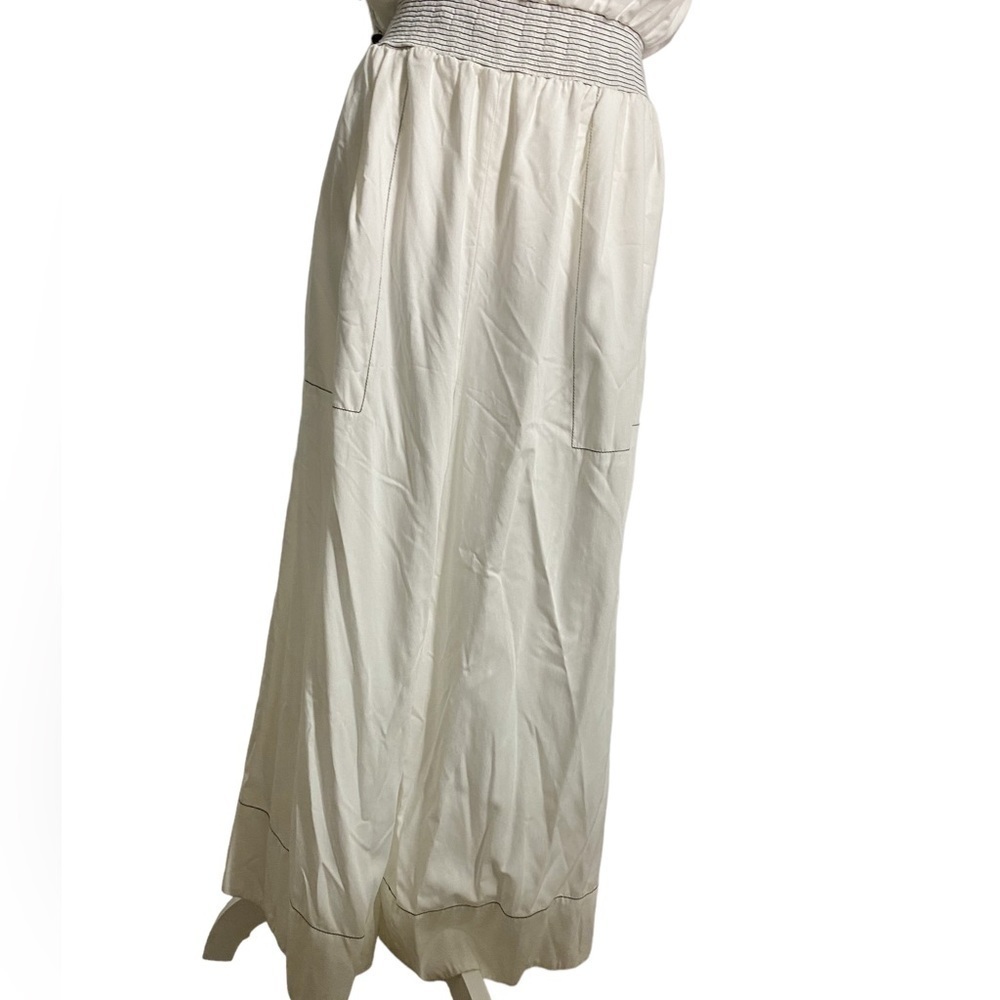 Tracy Reese White One Shoulder Sleeveless Jumpsuit with Smocked Waist NWT - Picture 5 of 16
